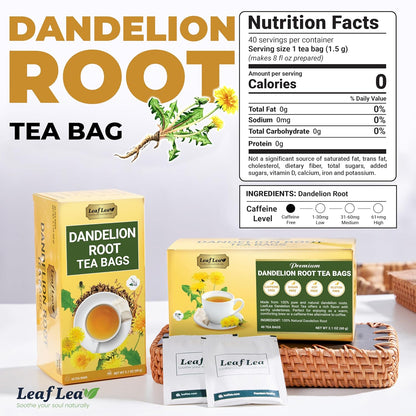 LeafLea 40 Turmeric Ginger Cinnamon Tea Bags, 100% Natural Ingredients Herbal Tea, Turmeric Ginger Herbal Blend for Wellness, Vegan, No Sugar, Caffeine-Free, Individually Wrapped for Freshness