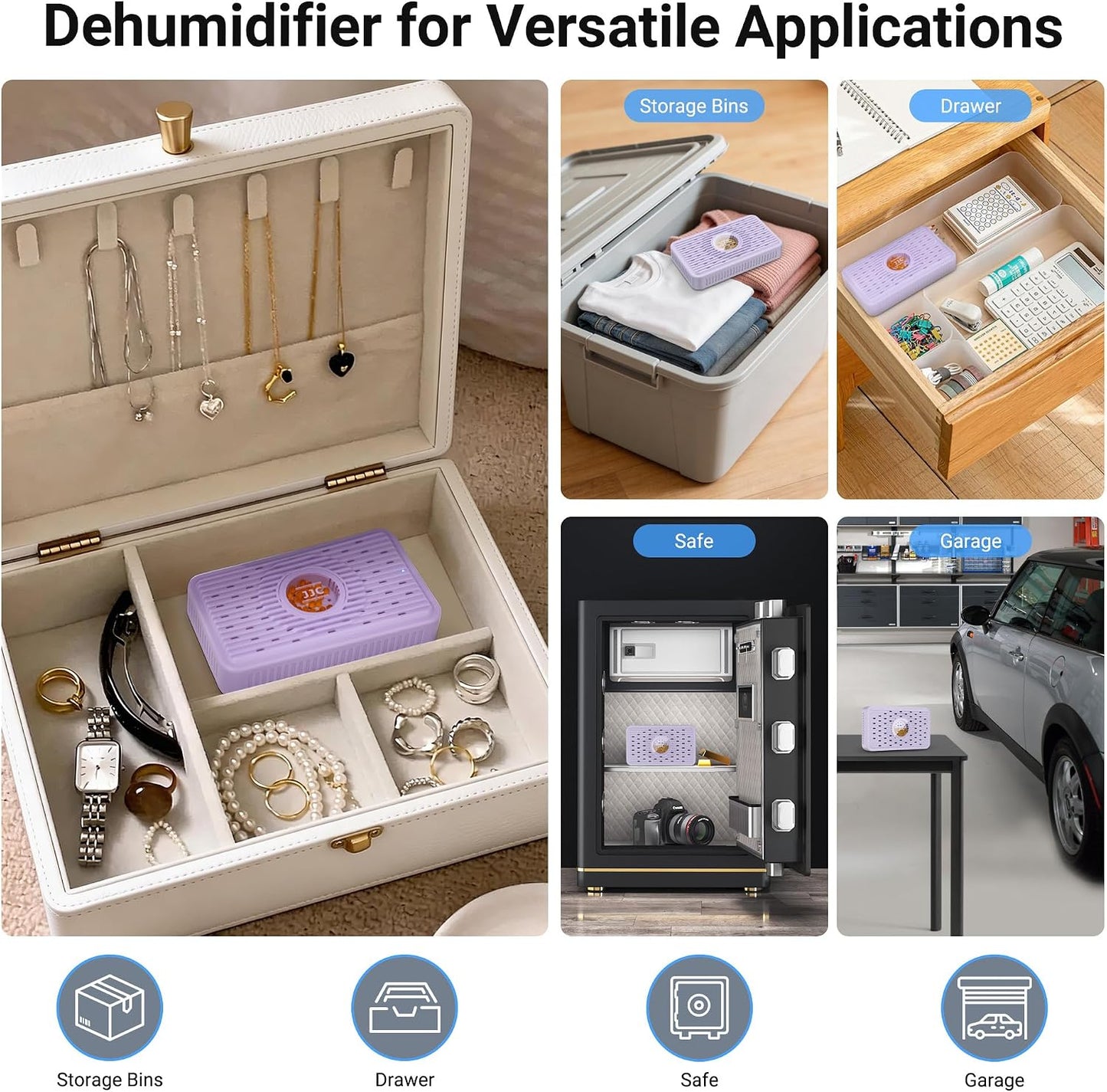 Auto Power-off USB C Rechargeable Dehumidifier Desiccant for Gun Safe | Small Reusable Electric Moisture Absorber for Storage Closet Cabinet Windowsill Bookcase & More Small Area