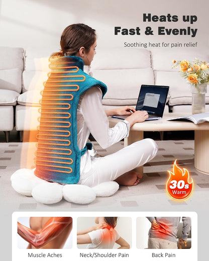Yokimisu Heating Pad for Neck, Shoulders and Back Pain Relief, 2.5lb Weighted Large 24"x33" Wearable Electric Heating Pad, Fast Heating, ETL Certified, Gift for Women and Men, Ideal for Mom & Dad-Grey