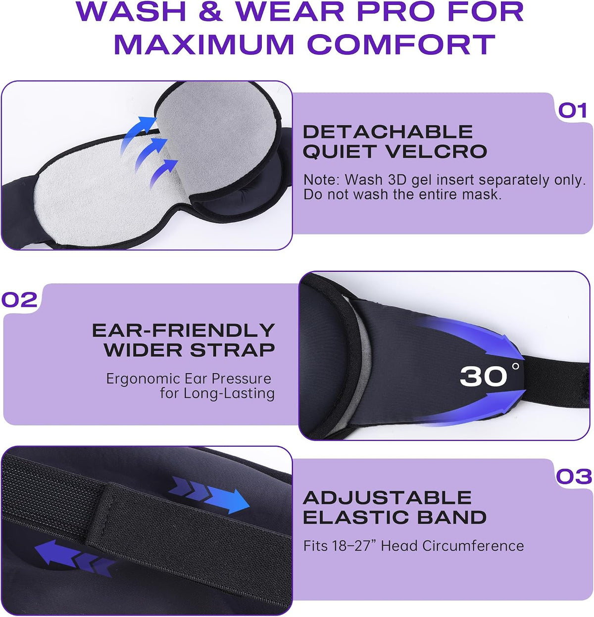 Sleep Mask Headphones Bluetooth 5.4 with 3D Removable Hot & Cold Compress, TOPOINT Weighted Eye Mask Blackout Soft Cooling Breathable for Women Men Sleep Relax Eyes Migraine Office Travel, Purple