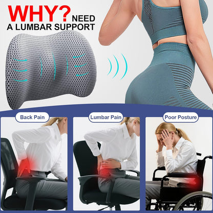 BYMECOST Lumbar Support Pillow for Car, Memory Foam Car Back Cushion