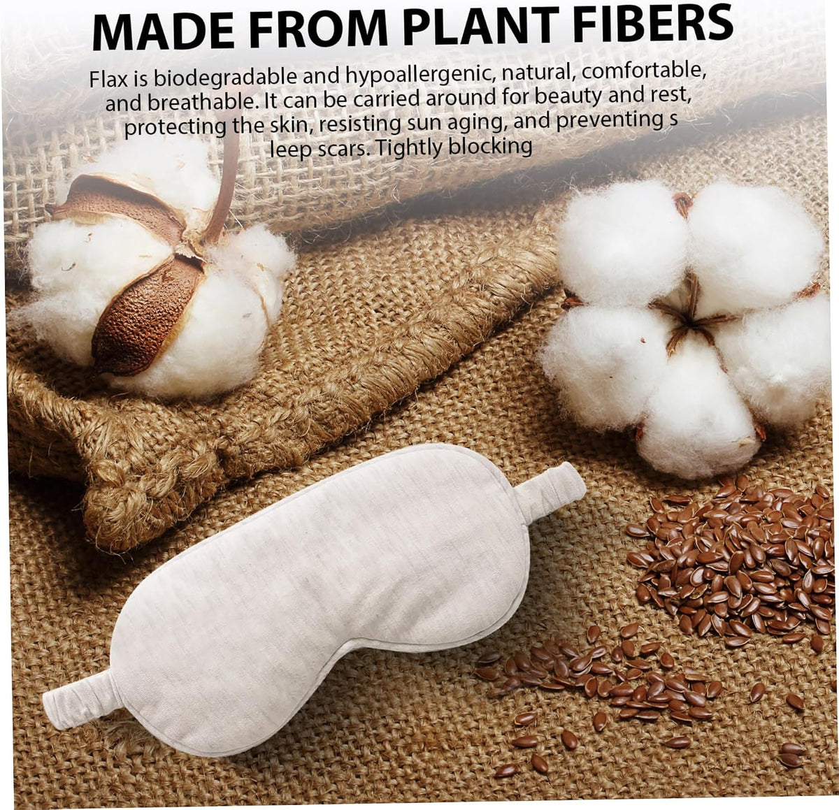 Eye Masks for Sleep, Beige Organic Cotton Sleep Mask Lightweight Elastic Eye Mask for Men Women Sleeping, Traveling