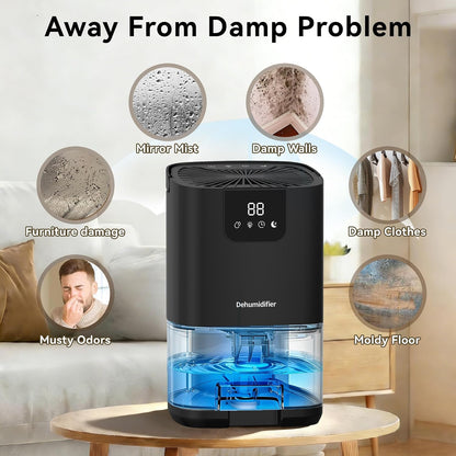 Dehumidifier,35OZ（350sq ft）Small Dehumidifier for Home, Screen Display Quiet with Auto Shut Off,Dehumidifiers for Bedroom,Bathroom,Closet,RV