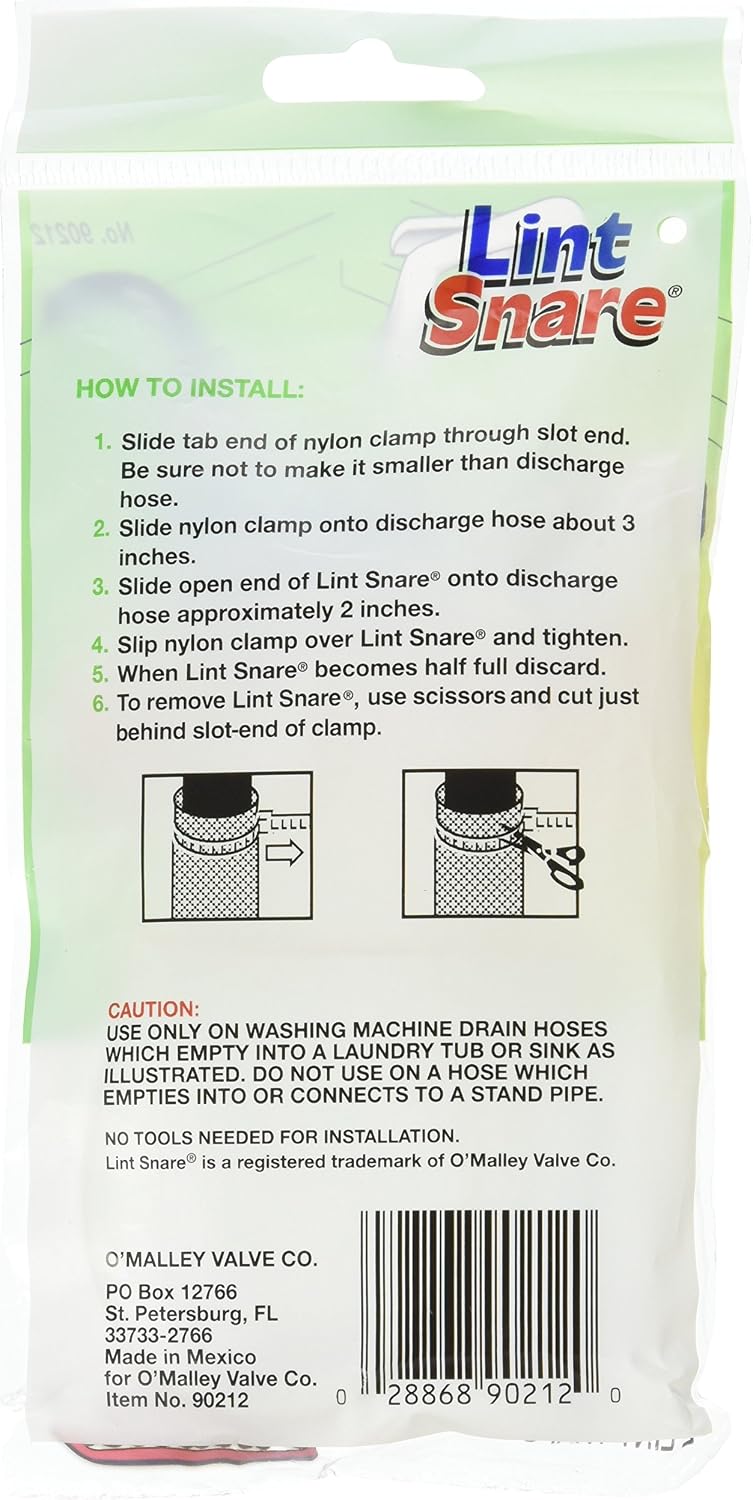 Lot of 12 Lint Snare ® Fabric Washing Machine Traps with Ties Clamps (6 Packs of 2)