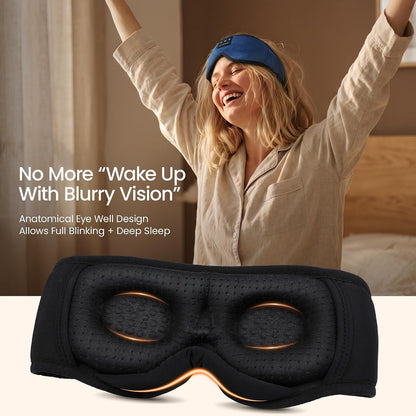 LC-dolida Sleep Headphones, 3D Sleep Mask Bluetooth Wireless Music Eye Mask, Sleeping Headphones for Side Sleepers Sleep Mask with Bluetooth Headphones Ultra-Thin Stereo Speakers Perfect for Sleeping