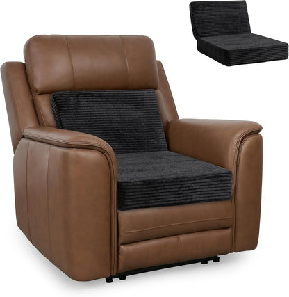 HIGOGOGO Corduroy Recliner Chair Cushion with Lumbar Support Pillow Soft Non-Slip 4" Thick Seat Pad Prevent Buttocks & Back Pain in Seniors (Beige, 12" Backrest)
