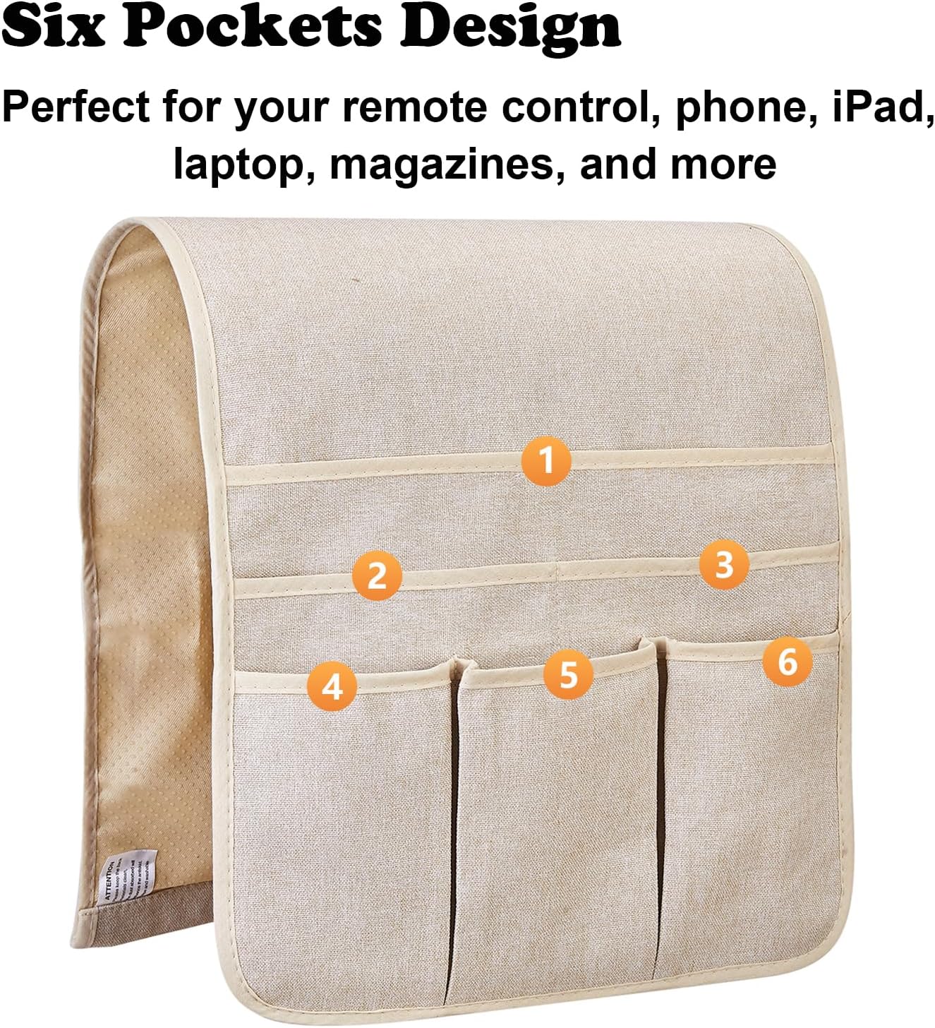 Teniux Remote Control Holder GRS Certified Armchair Caddy for Recliner Couch, Recycled Material Non-Slip Armrest Organizer with 5 Pockets for Magazine, Tablet, Phone, iPad (Dark Grey)
