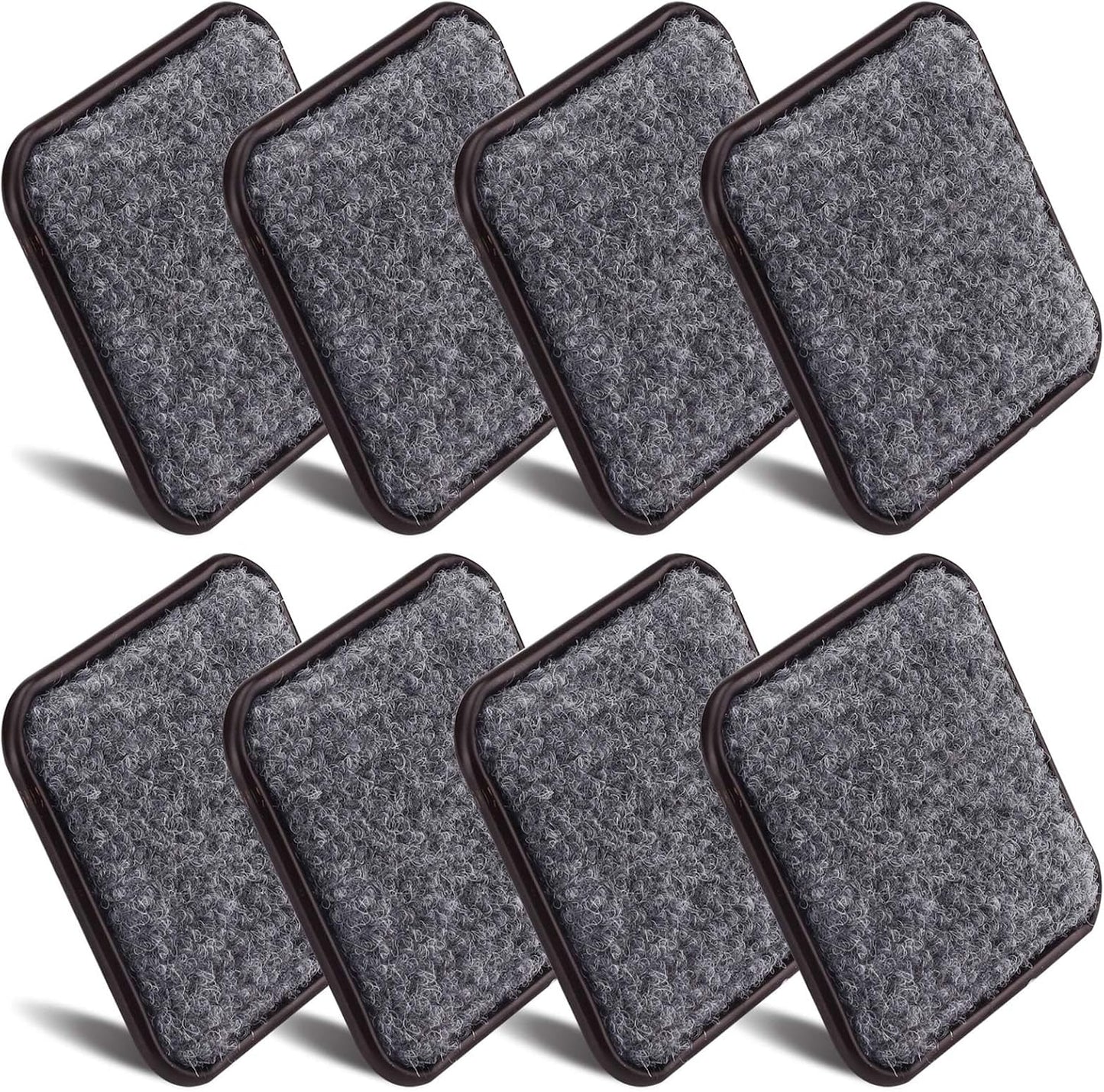 ASTIMESA 8 Pieces 3" Square Furniture Sliders, Heavy Duty Furniture Pads Cups with Carpet Base, Reusable Floor Protectors for Hardwood Vinyl Tile Couch Table Chair Bottom (Brown) (78mm, Square)