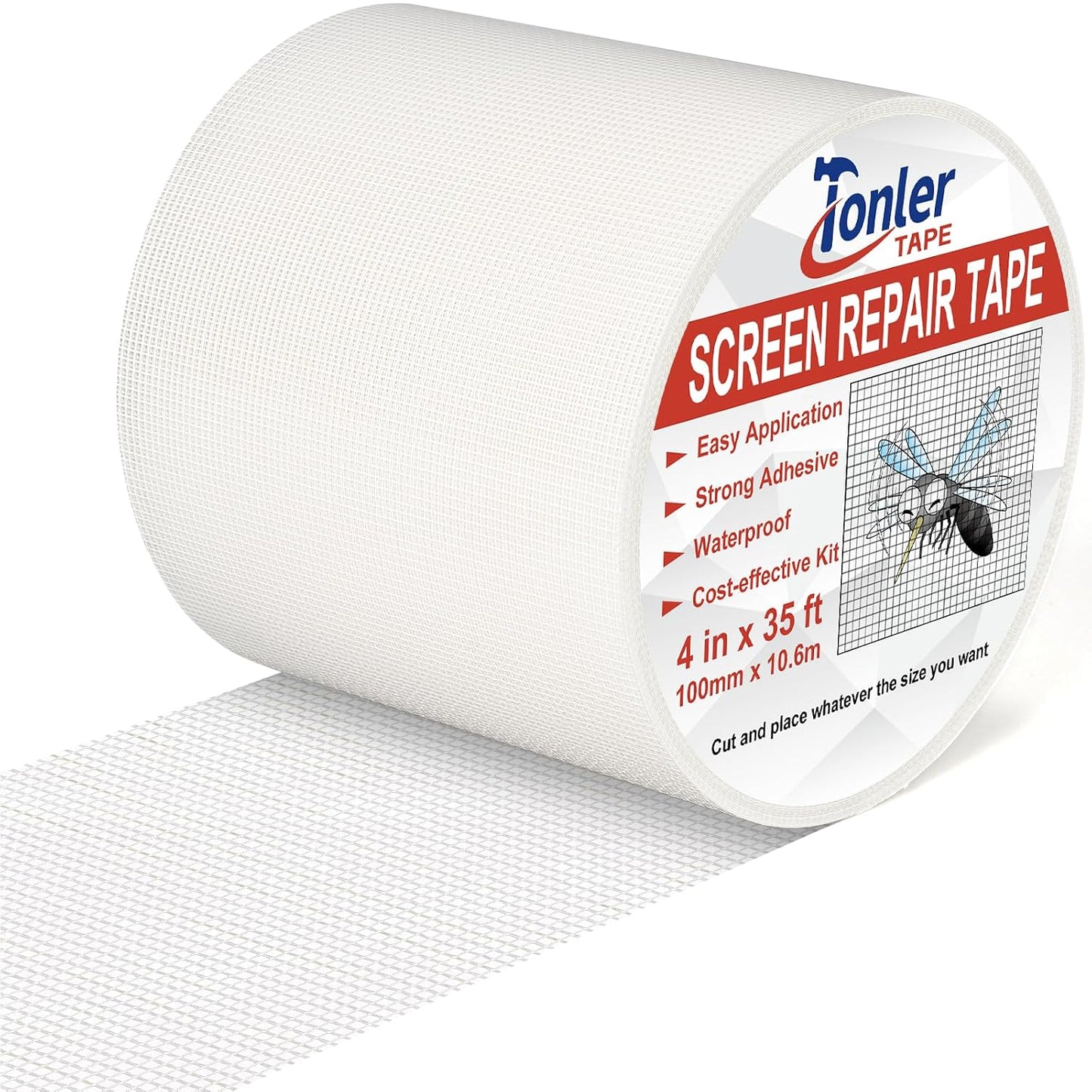 Gray Fiberglass Screen Mesh Patch Tape 2" x 35FT Strong Adhesive Repair Kit | Strong adhesive fiberglass mesh repair kit for screen holes and tears, easy to cut and apply, waterproof indoor outdoor