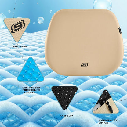 Skechers Seat Cushion Premium Gel & Memory Foam-Office Chair Cushion for Tailbone Pain Relief,Butt Pillow for Office Chair,Car seat Cushion,Long Sitting Office Workers,and Car Drivers,Black
