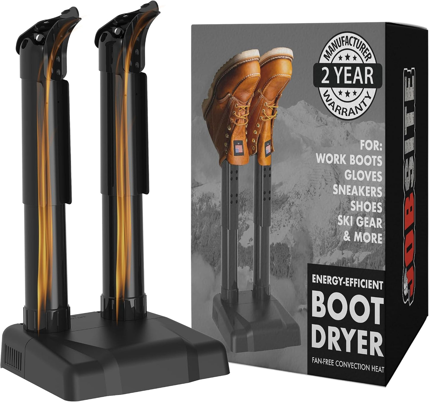 JobSite Boot Dryer - Silent Warmer & Deodorizer For Work Boots, Gloves & Shoes - Fanless, 36W