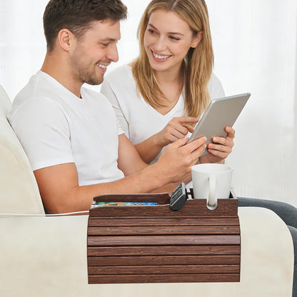 GEHE Couch Cup Holder, Anti Falling Sofa Arm Tray, Natural Bamboo Sofa Cup Holder More Safe for Your Family, Portable Couch Arm Tray Armrest Table for Remote, Snacks, Drinks