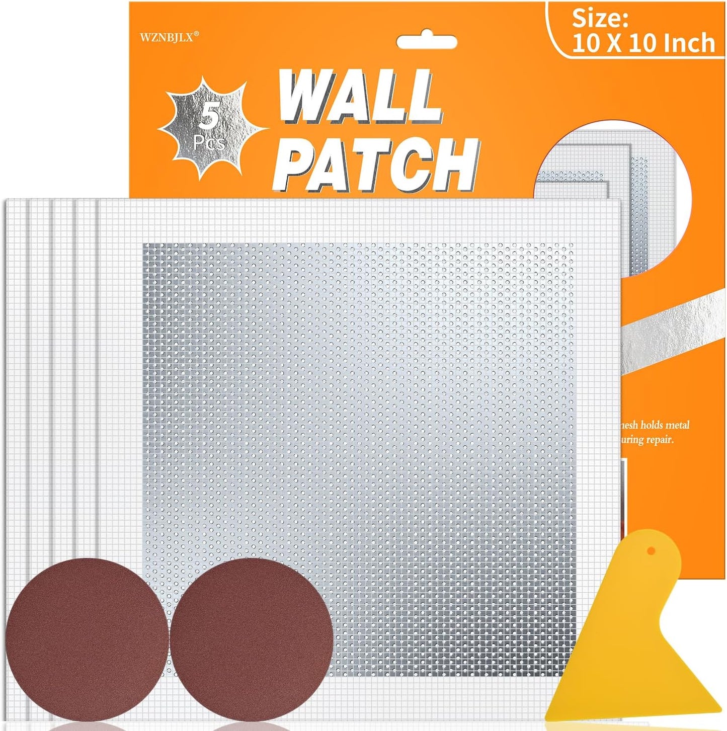Wall Repair Patch Kit, 15 Pieces Aluminum Self-Adhesive Mesh Repair Patches for Drywall, Multiple Large Small Sizes 2/4/6/8 Inch Drywall Hole Repair Kit, Permanently Repairs Damaged Walls and Ceilings