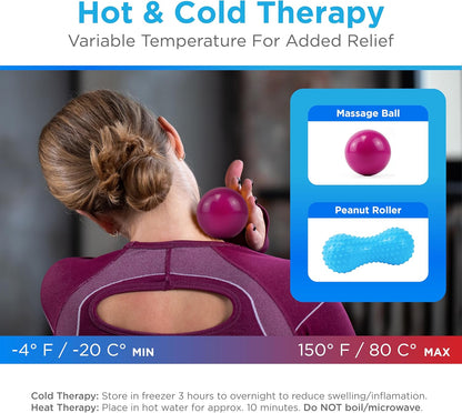 NOVA 3-in-1 Hot and Cold Massage Roller Set - Foot Roller, Gel Ball, and Peanut Roller for Plantar Fasciitis, Back Pain, Trigger Point Therapy - Deep Tissue Relief Kit with Travel Bag