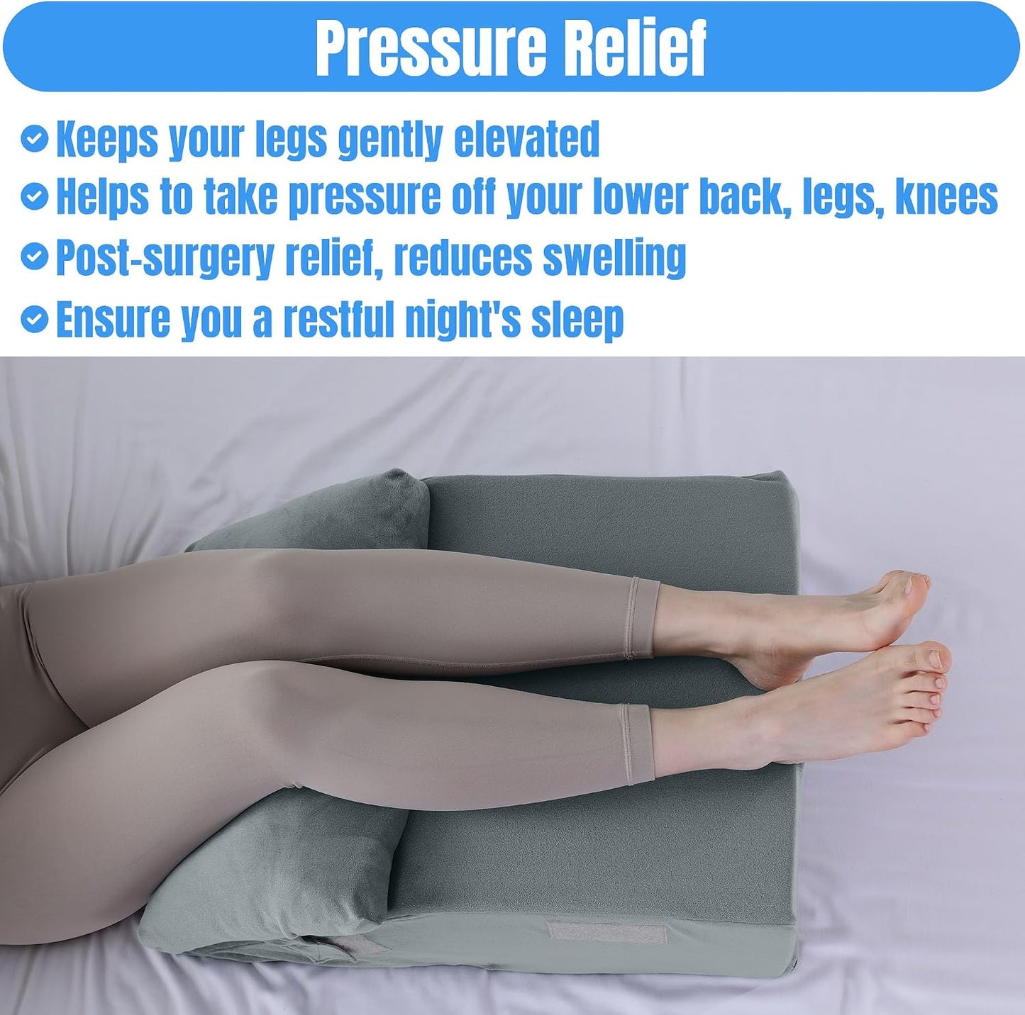 HOMBYS Leg Elevating Adjustable Pillow,High Density Foam Leg Elevation Pillows for After Surgery,Wedge Pillow for Knee or Leg Pain Relief,Leg Support Pillow to Elevate Feet (17"x24"x9")