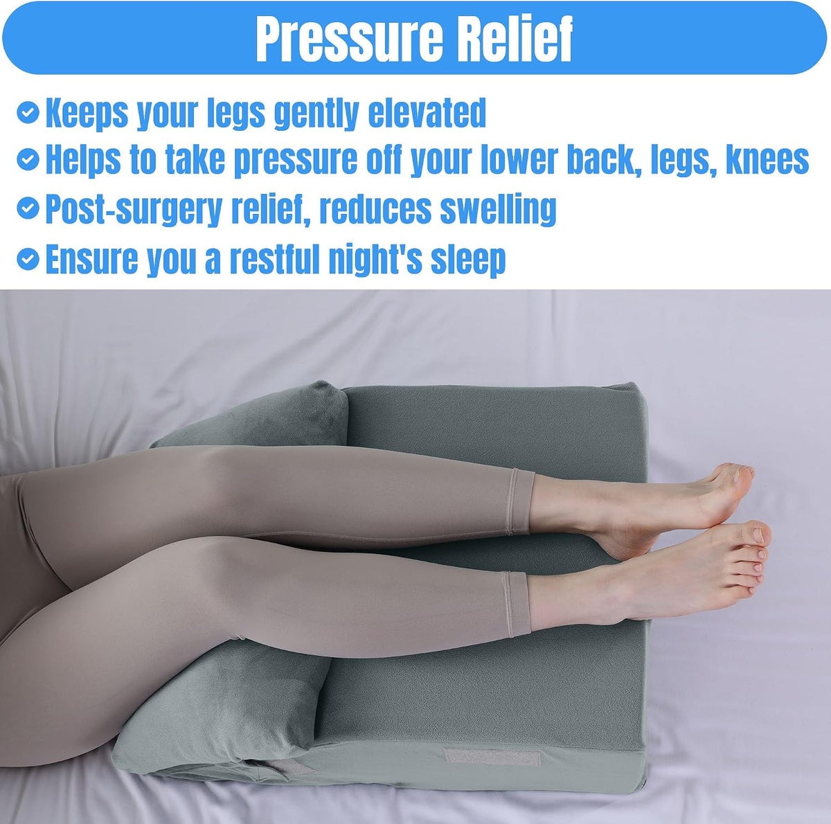 HOMBYS Leg Elevating Adjustable Pillow,High Density Foam Leg Elevation Pillows for After Surgery,Wedge Pillow for Knee or Leg Pain Relief,Leg Support Pillow to Elevate Feet (17"x24"x9")