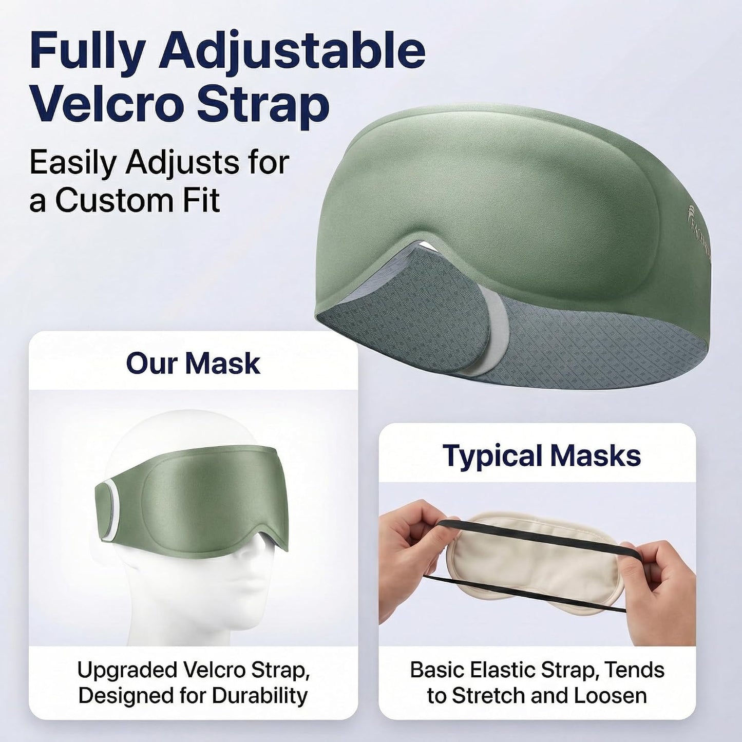 FACEMOON 3D Blackout Weighted Eye Mask for Sleep, Airplane Travel Essential | Long flights, road trips, gentle weighted comfort, deep cups, lash-friendly, adjustable strap, daytime naps for men & women