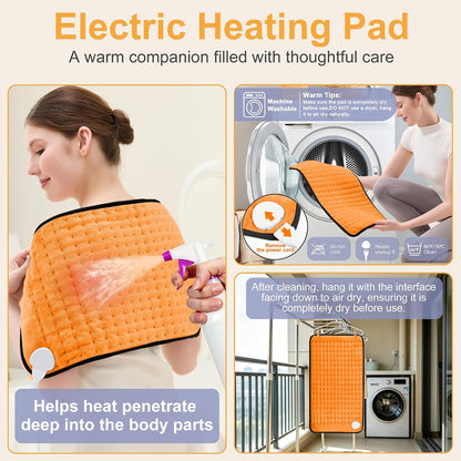 Heating Pad,Heated Blanket,Heating Pad for Back Neck,Grey,24x12 Inch | Electric Heating Pad,Dry/Moist Heat Heating Pads,Heating Pads for Shoulder,Abdomen,Heat Pad for Women Men,Birthday Gift