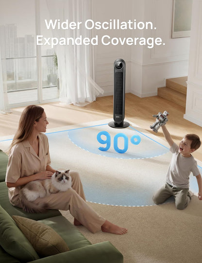 DREO Tower Fan for Bedroom, 28ft/s High Velocity, 9 Speeds, DC Motor
