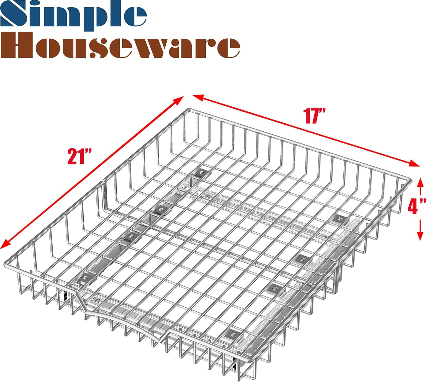 Simple Houseware Under Cabinet Pull Out Sliding Shelf, 21" Dx11 W, Chrome