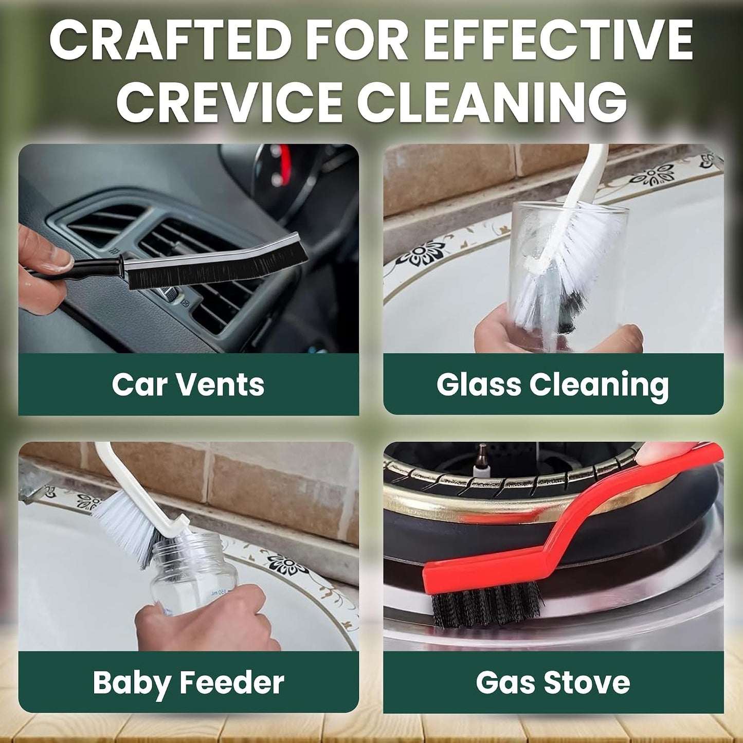 8 Pcs Crevice Cleaning Brush Set – Hard Bristle Cleaning Tools for Grout, Gaps & Narrow Spaces – Multi-Purpose Grout Brush, for Cleaning Bathroom, Shower, Window Tracks, Kitchen | Multi-Purpose Grout Brush for Bathroom, Shower, Window Tracks & Kitchen