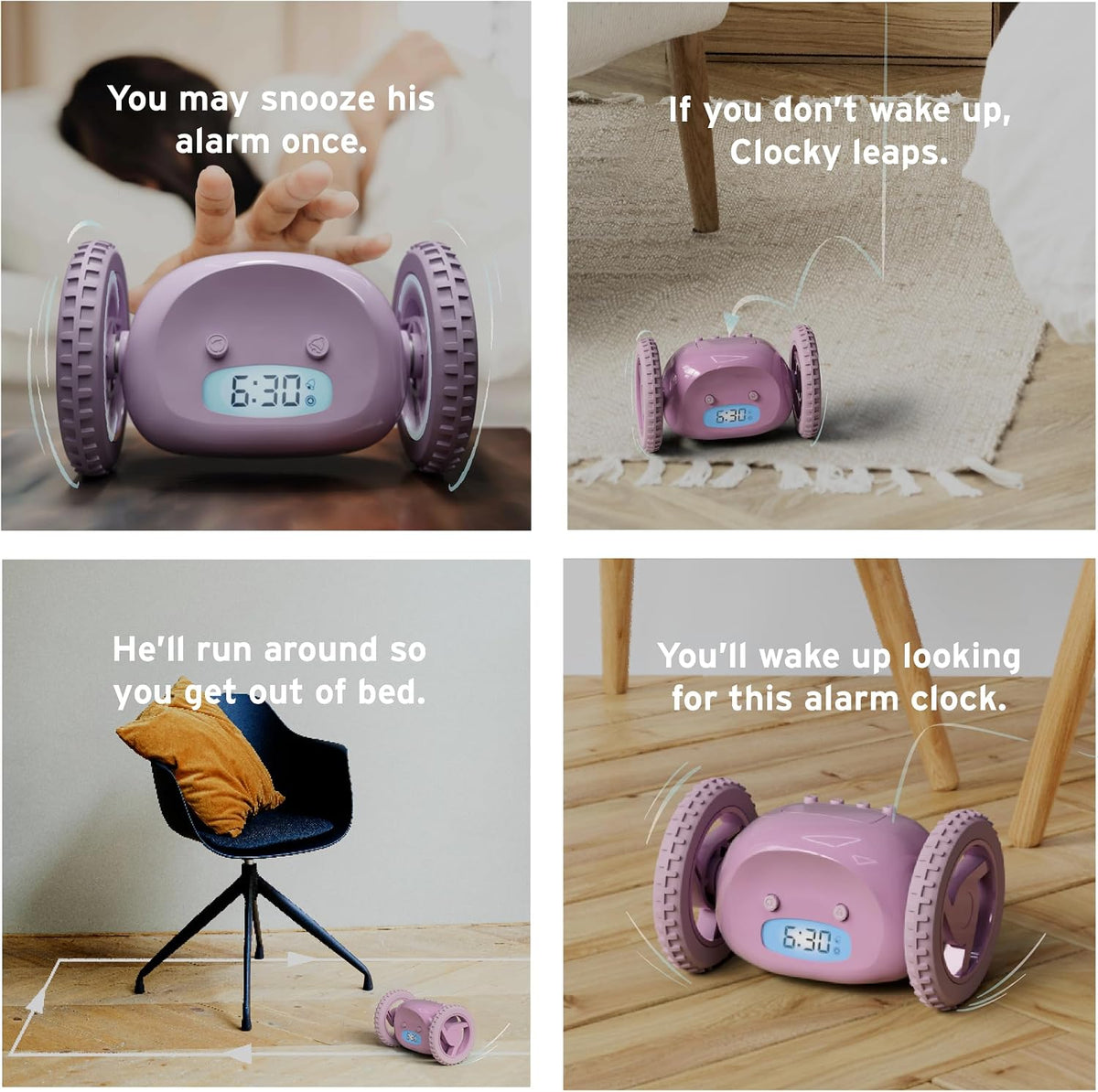 CLOCKY Alarm Clock on Wheels – Loud Rolling Alarm Clock for Heavy Sleepers