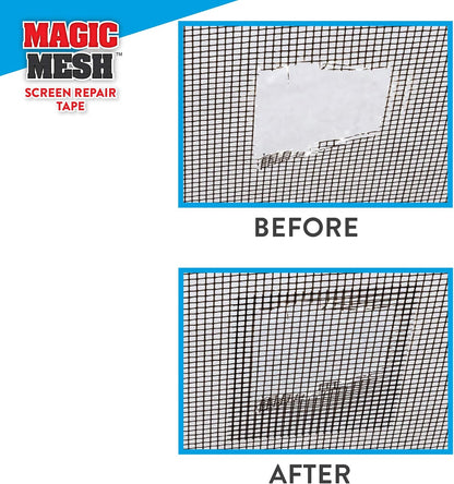 Magic Mesh Screen Repair Tape| Strong Adhesive, Instantly Mend & Repair Holes and Tears in Screen Windows, Doors, RVs & More | Size 9' x 2' (Pack of 1)