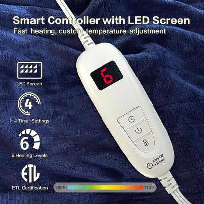 Tefici Heated Blanket Throw,Ultra Soft 2-Layer Flannel Electric Blanket