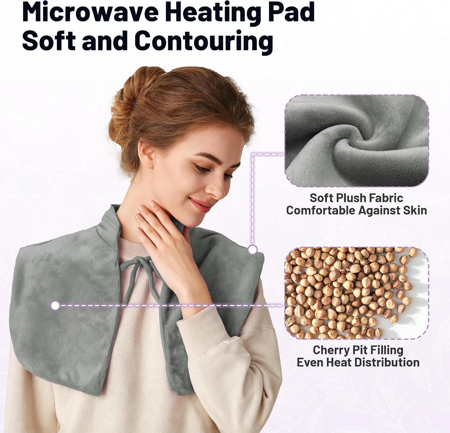 Microwavable Neck Heating Pad for Shoulders, Back and Chest | Warm & Cooling Plush Shoulder Weighted Heating Pad, Adjustable Comfort Fit For Women And Men For Home & Office