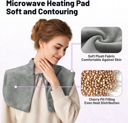 Microwavable Neck Heating Pad for Shoulders, Back and Chest | Warm & Cooling Plush Shoulder Weighted Heating Pad, Adjustable Comfort Fit For Women And Men For Home & Office