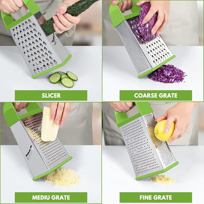 Urbanstrive Cheese Grater With Container Box Grater Stainless Steel Graters for Kitchen Cheese Shredder Parmesan Shredder Kitchen Gadgets Kitchen Tools Kitchen Gifts for Chef Dishwasher Safe Zester