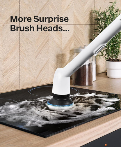 Electric Cleaning Brush, New Full-Body IPX7 Waterproof & 42inch Long Handle | Bathroom Cleaner Brush, Shower Scrubber, 3 Handle Lengths & 7 Heads Replacement, Cleaning Supplies for Tub Shower Tile Floor