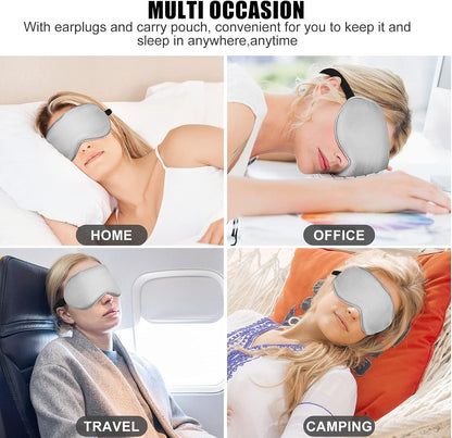 Silk Sleep Mask with Cooling Gel Eye Mask, Warm and Cold Compress, Heated Eye Mask for Tired Eyes, Stain Eye Cover Sleeping Mask for Travel, Home, Office, Yoga, Total Blackout (Black)