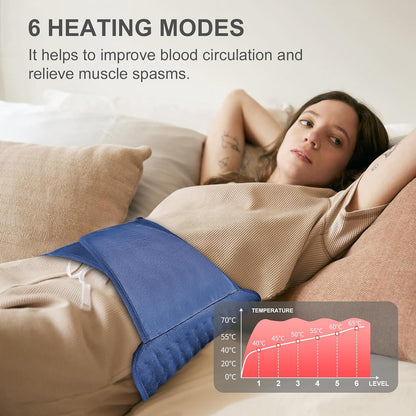 Heat Pad for Back Pain Relief Electric Heating Pads with 6 Temperatures Soft Detachable Heat Pad for Man Women (Gray)