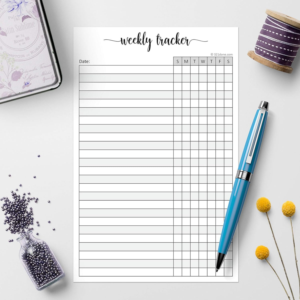 321Done Weekly Tracker Notepad, 5.5x8.5 Inches, 50 Sheets, Sunday Start