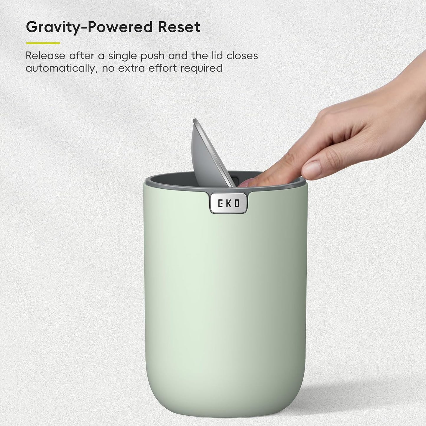 EKO Fandy 0.58 Gal/2.2L Mini Trash Can with Lid, Swing-Top Desktop Trash Can for Bathroom, Countertop, Vanity, Desk or Office, Small Garbage Bin (Blue)