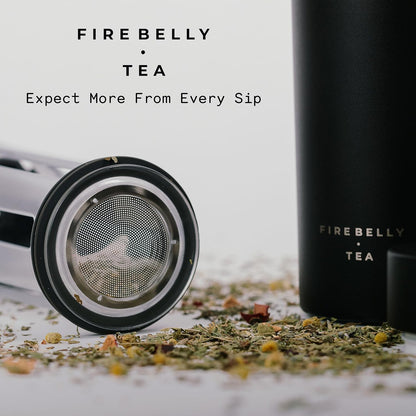 Firebelly Tea, Travel Tea Infuser Mug with Strainer, Insulated Tumbler for Loose Leaf Tea or Coffee, Leakproof Bottle for Hot or Iced Drinks, Stainless Steel Thermos with Lid, Salmon
