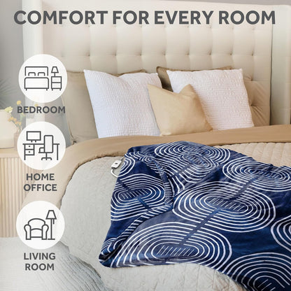 Sunbeam Royal Posh Dove Grey Heated Personal Throw / Blanket, Cozy-Warm, Adjustable Heat Settings