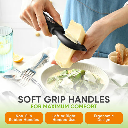 Spring Chef Swivel Potato Peeler & Julienne Vegetable Peeler w/Soft Handle | Premium Multifunctional Peelers for Kitchen with Sharp Stainless Steel Blades & Blade Covers, Dishwasher Safe Veggie Peelers