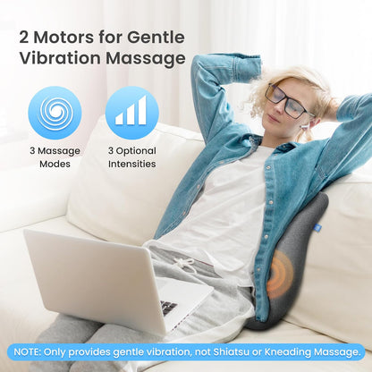 CILI Heated Lumbar Support Pillow for Office Chair, Ergonomic Back Support Cushion with Vibration, Memory Foam Chair Back Massager,Gifts for Mom Dad