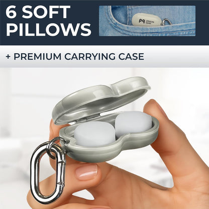 PQ Wax Ear Plugs for Sleep - 6 Silicone Wax Earplugs for Sleeping and Swimming - Gel Ear Plugs for Noise Cancelling, Ear Protection - Sleeping Earplugs with Sound Blocking (6-Pillows). Beige