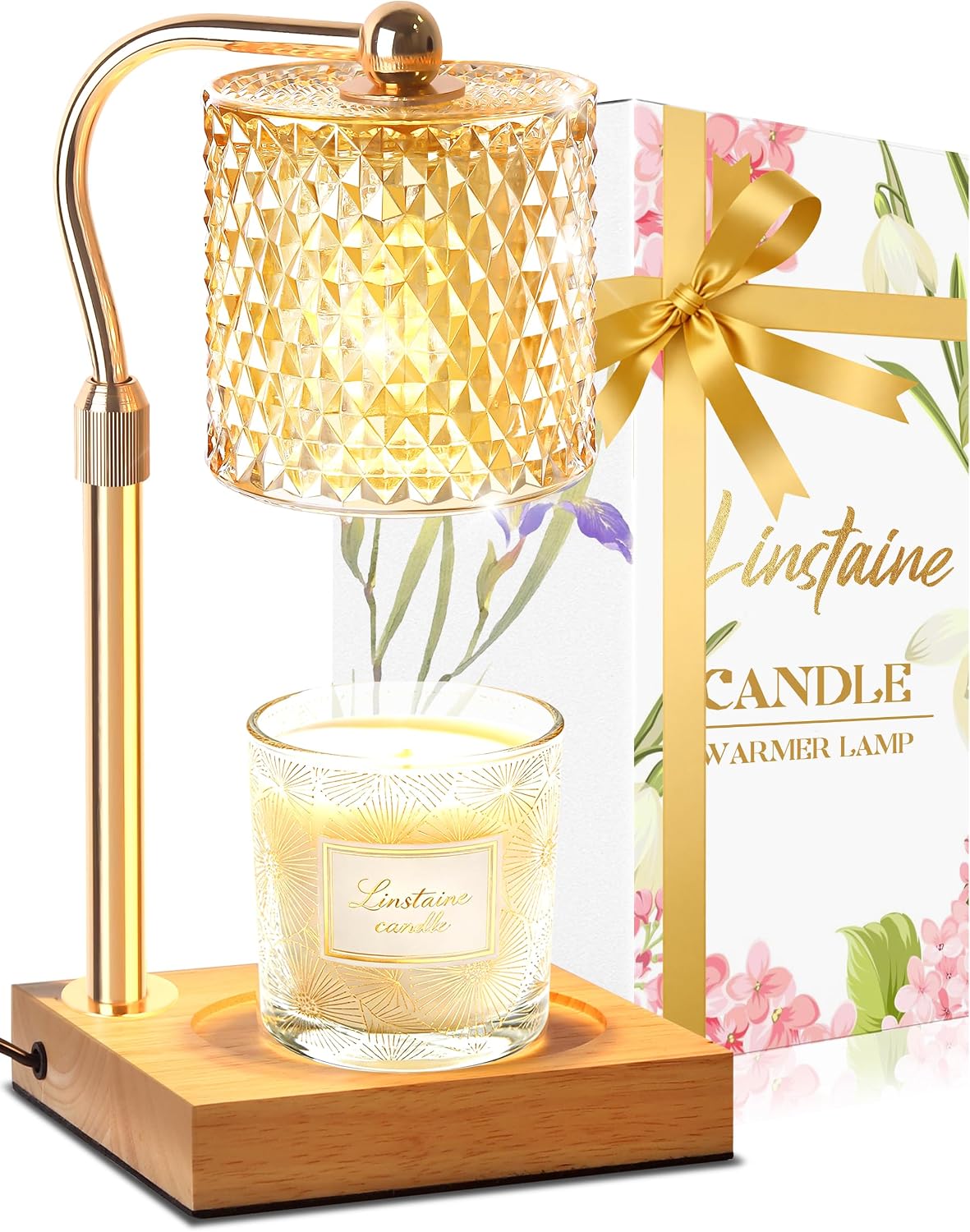 Candle Warmer Lamp with Timer Dimmer Adjustable Height, Mothers Day Gifts for Mom, Birthday Gifts for Women, House Warming New Home Decor, Electric Wax Warmer for Jar Candles, Gold