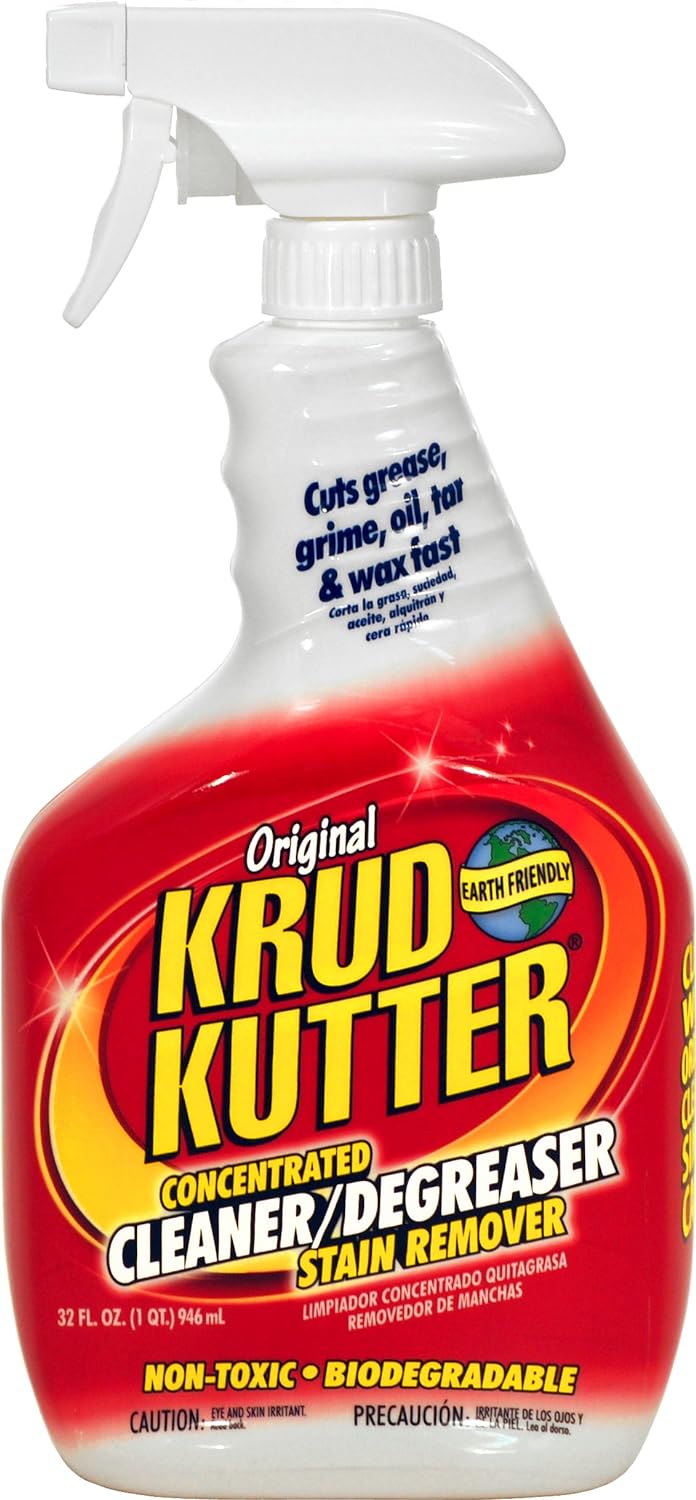 Krud Kutter Original Cleaner Degreaser Spray, 32 oz | Cuts grease, oil, grime, tar and wax. Water-based formula. Leaves no residue.