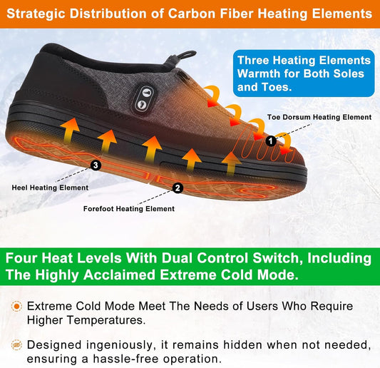 Heated Slippers, Kamlif 4 Heating Levels Cordless Foot Warmers for Cold Feet, Cold Weather Cozy Slippers Warm-up Shoes Indoor House Shoes Outdoor Camping with 5000mAh Rechargeable Battery