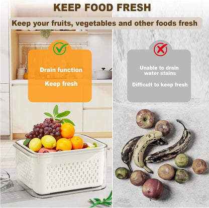 Dayacoco Fruit Storage Containers for Fridge 4 Pcs with Drain Basket | Fridge organizers & storage - 4 fruit containers w/ drain baskets, BPA-free PP, leak-proof seal, stackable, DW/MW safe.