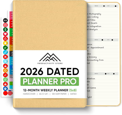 Dated, 2026 Planner, 5.8” x 8.3” - The #1 Productivity Planner to Achieve Your 2026 Goals - Planner 2026-2027 by PRODUCTIVITY STORE (A5, GREY)