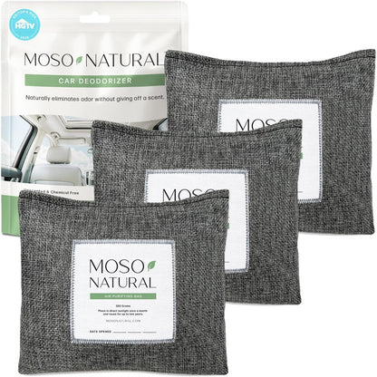 Moso Natural Car Odor Eliminator & Charcoal Odor Absorber, Bamboo Charcoal Air Purifying Bag for Cars, Trucks, SUVs, RVs & Boats — Unscented Deodorizer, Lasts 2 Years, HGTV Editors' Pick