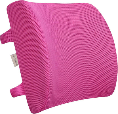 Lumbar Pillow for Chair and Car, Back Support for Office, Memory Foam Cushion with Mesh Cover - Black