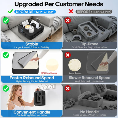 Couch Cup Holder Pillow, Sofa and Bed Caddy for iPad, Kindle, Switch, Game Controller, Remotes, Phones, Small-Sized Cup & Drink Holder for Couch, Bed, Desk, Car, Beach, Bathroom Cup Holder