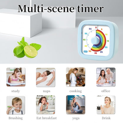 Kids Visual Timer Cute Rainbow - 60 Minute Countdown Timer Time Management for Kids and Adults, Timer for Cooking Classroom Meeting (Blue)